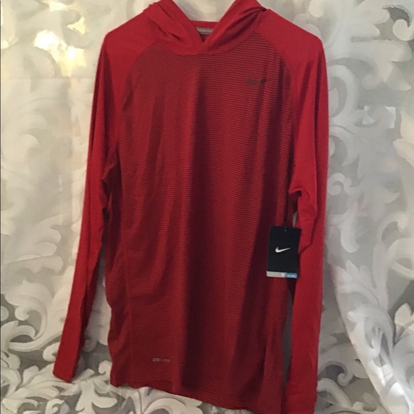 red nike dri fit hoodie